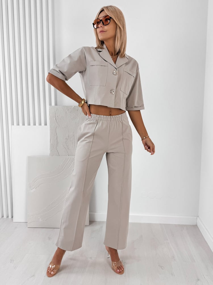 KOMPLET ANGELIQUE CIEMNOBEŻOWY