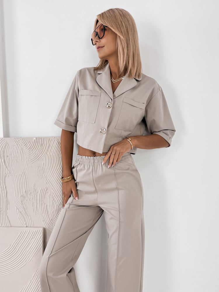 KOMPLET ANGELIQUE CIEMNOBEŻOWY