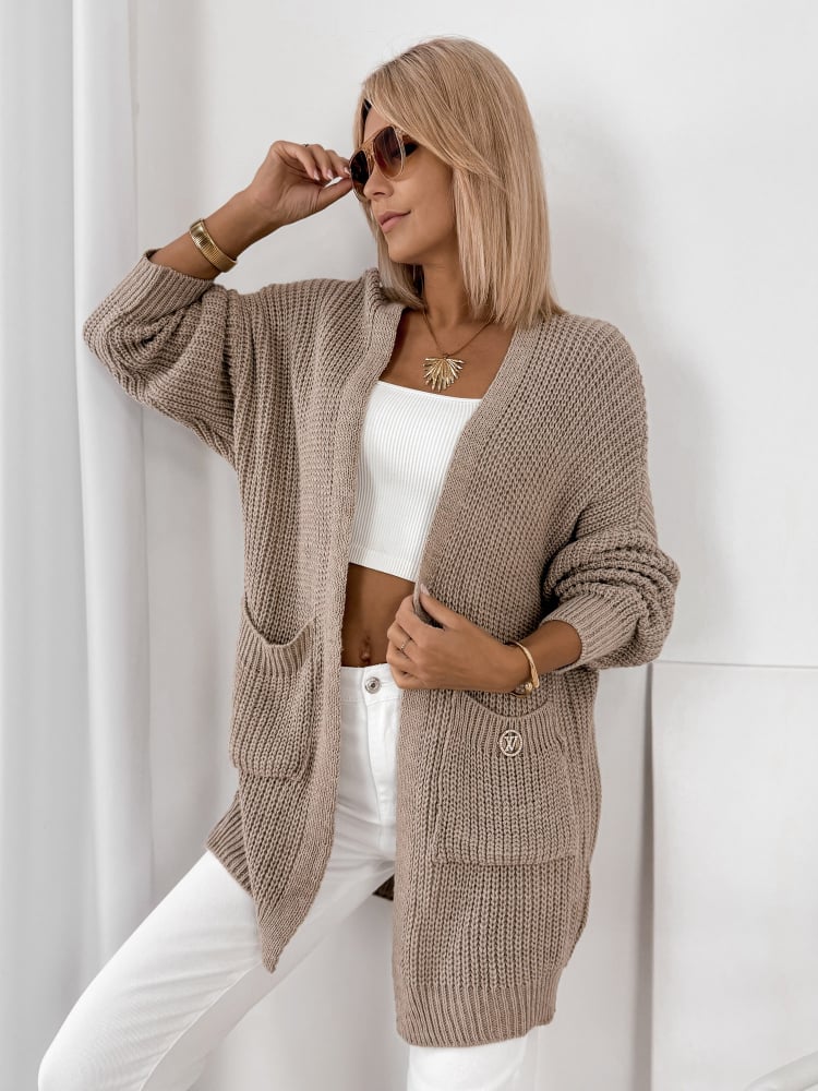 KARDIGAN CLEMENCE CIEMNOBEŻOWY