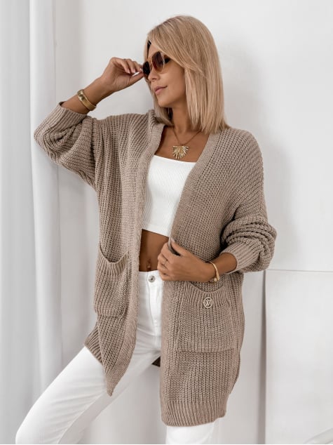 KARDIGAN CLEMENCE CIEMNOBEŻOWY