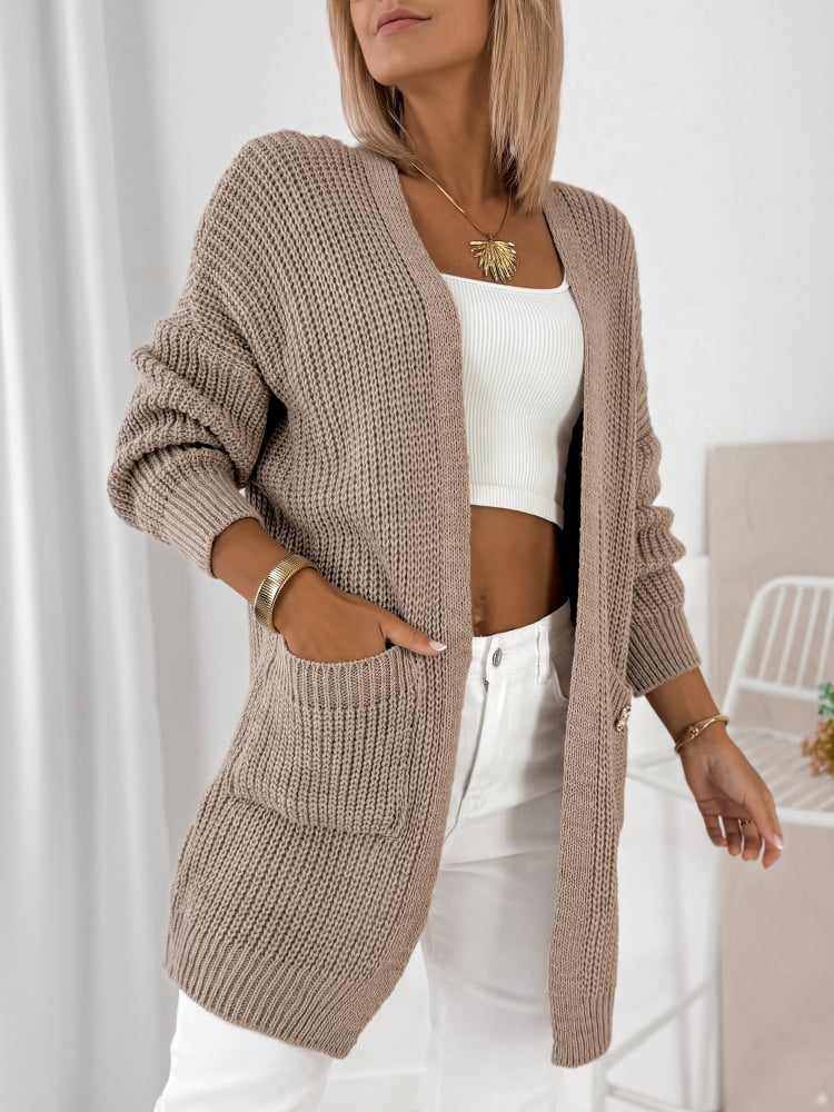 KARDIGAN CLEMENCE CIEMNOBEŻOWY