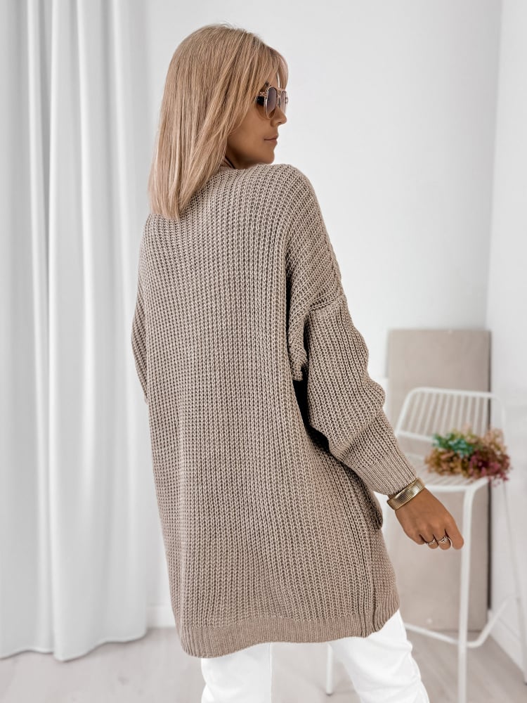 KARDIGAN CLEMENCE CIEMNOBEŻOWY