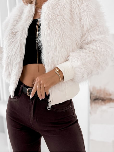 KURTKA FUTERKO LYNX ECRU