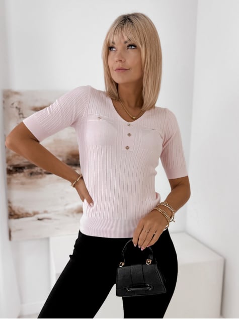 SWETER KEMI PUDROWY RÓŻ