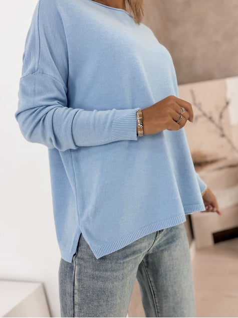 SWETER TROMSO BŁĘKITNY