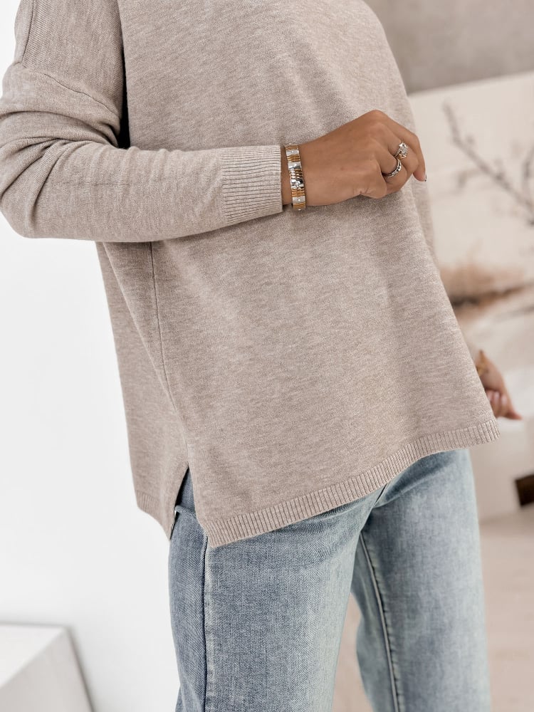 SWETER TROMSO CIEMNOBEŻOWY