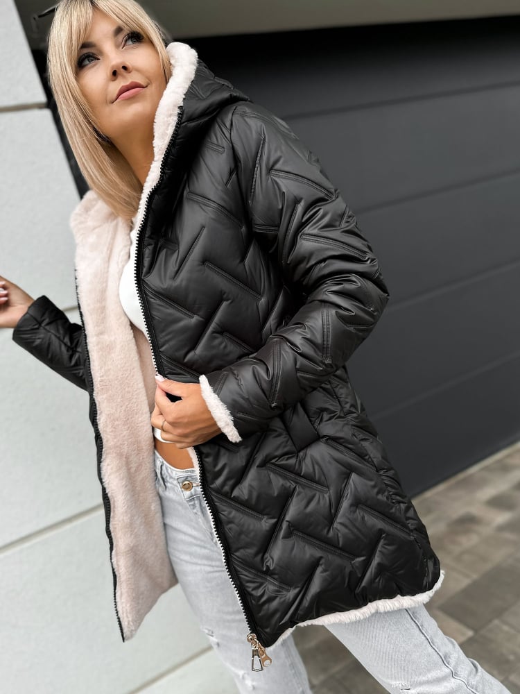 KURTKA REYKJA CZARNO-BEŻOWA