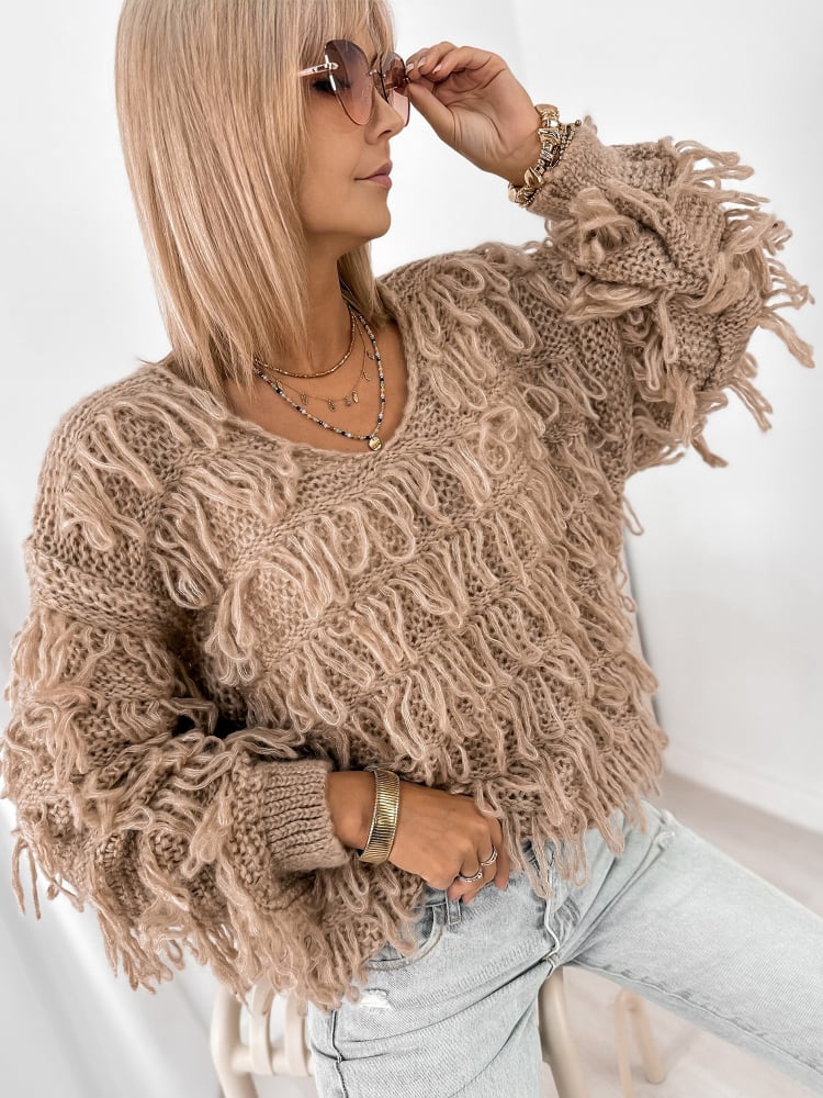 SWETER FELICITE CIEMNOBEŻOWY