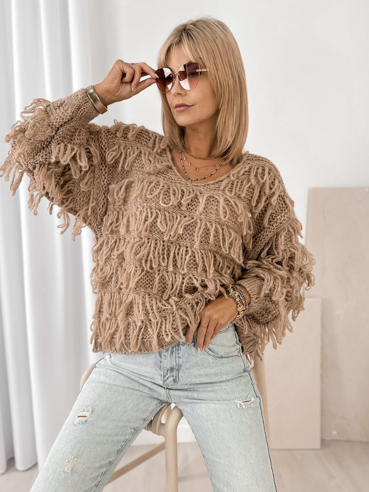 SWETER FELICITE CIEMNOBEŻOWY