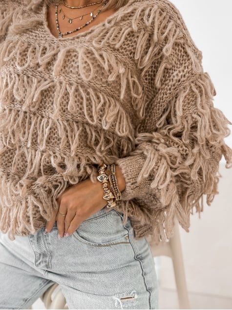 SWETER FELICITE CIEMNOBEŻOWY