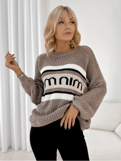 SWETER LAWRENCE CIEMNOBEŻOWY