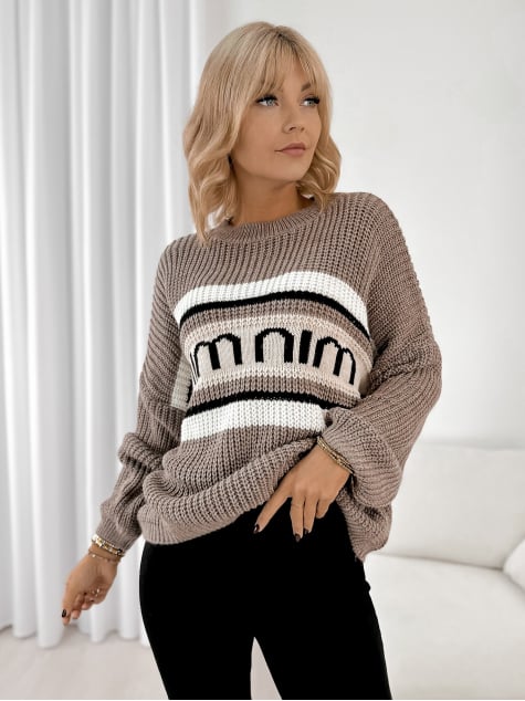 SWETER LAWRENCE CIEMNOBEŻOWY