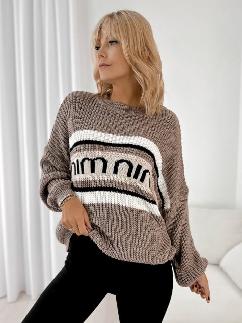 SWETER LAWRENCE CIEMNOBEŻOWY