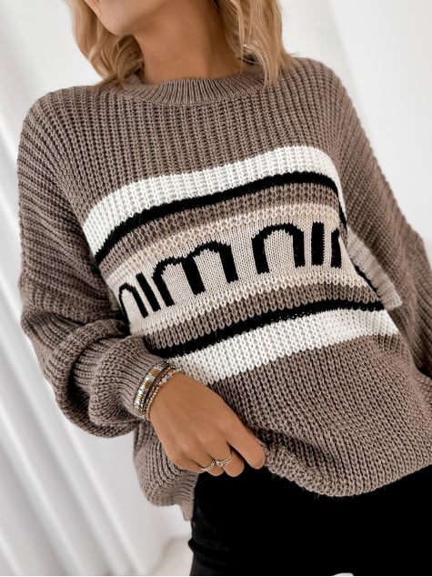 SWETER LAWRENCE CIEMNOBEŻOWY