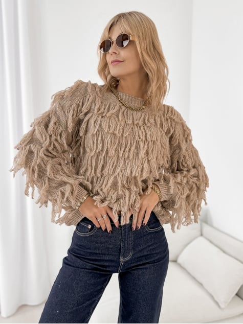 SWETER LEPTIS CIEMNOBEŻOWY