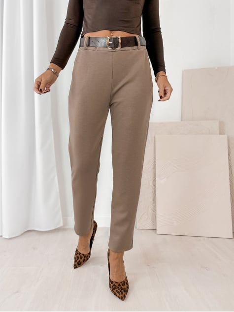 SPODNIE CARLOTTE CIEMNOBEŻOWE