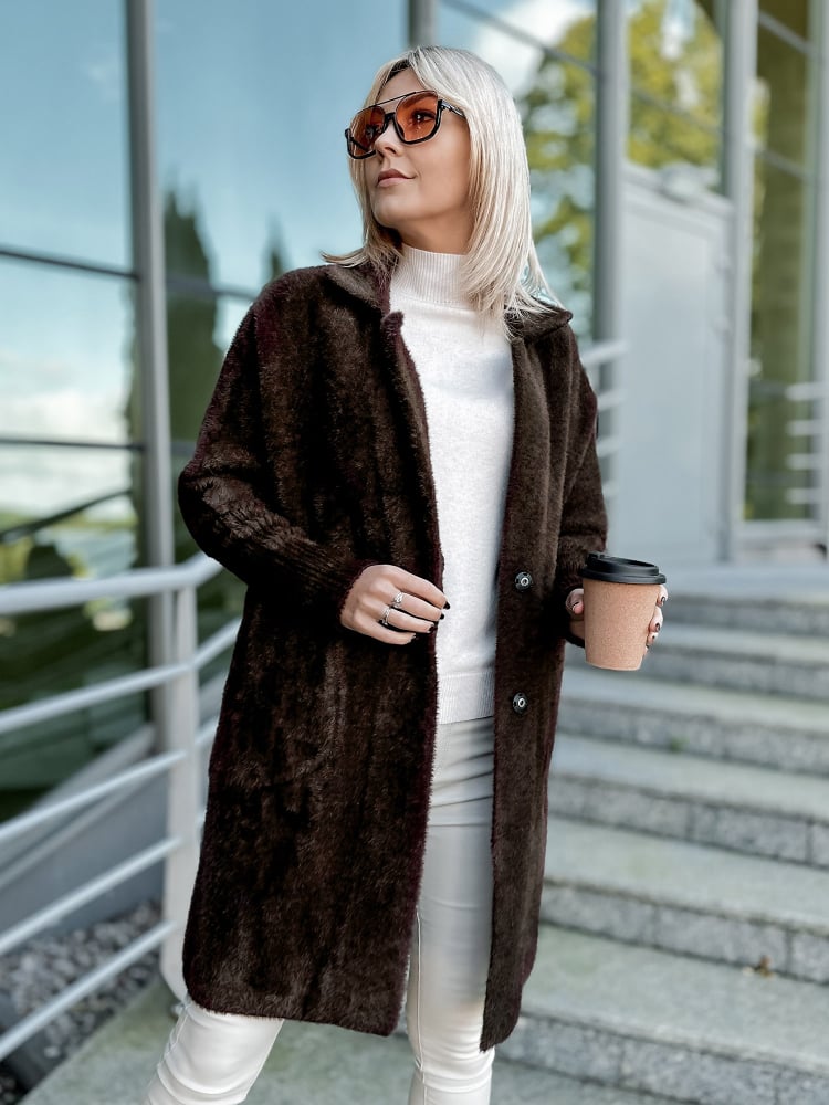 PŁASZCZ ALPAKA REIL CIEMNOBRĄZOWY