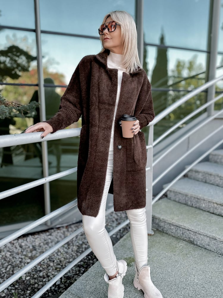 PŁASZCZ ALPAKA REIL CIEMNOBRĄZOWY