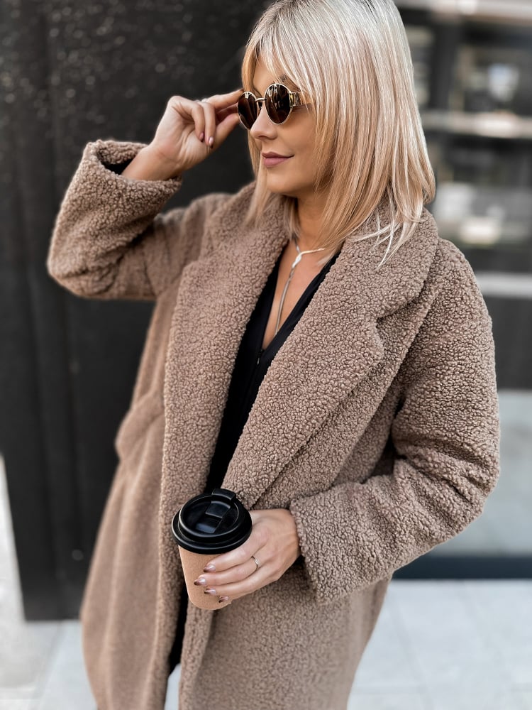 PŁASZCZ BOUCLE SHANTER KARMELOWY