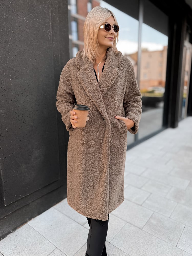 PŁASZCZ BOUCLE SHANTER KARMELOWY