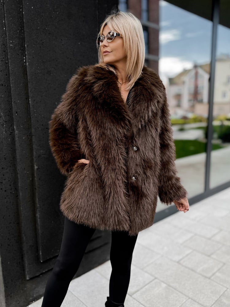 PŁASZCZ FUTERKO ERMINE BRĄZOWY