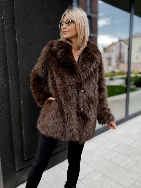 PŁASZCZ FUTERKO ERMINE BRĄZOWY