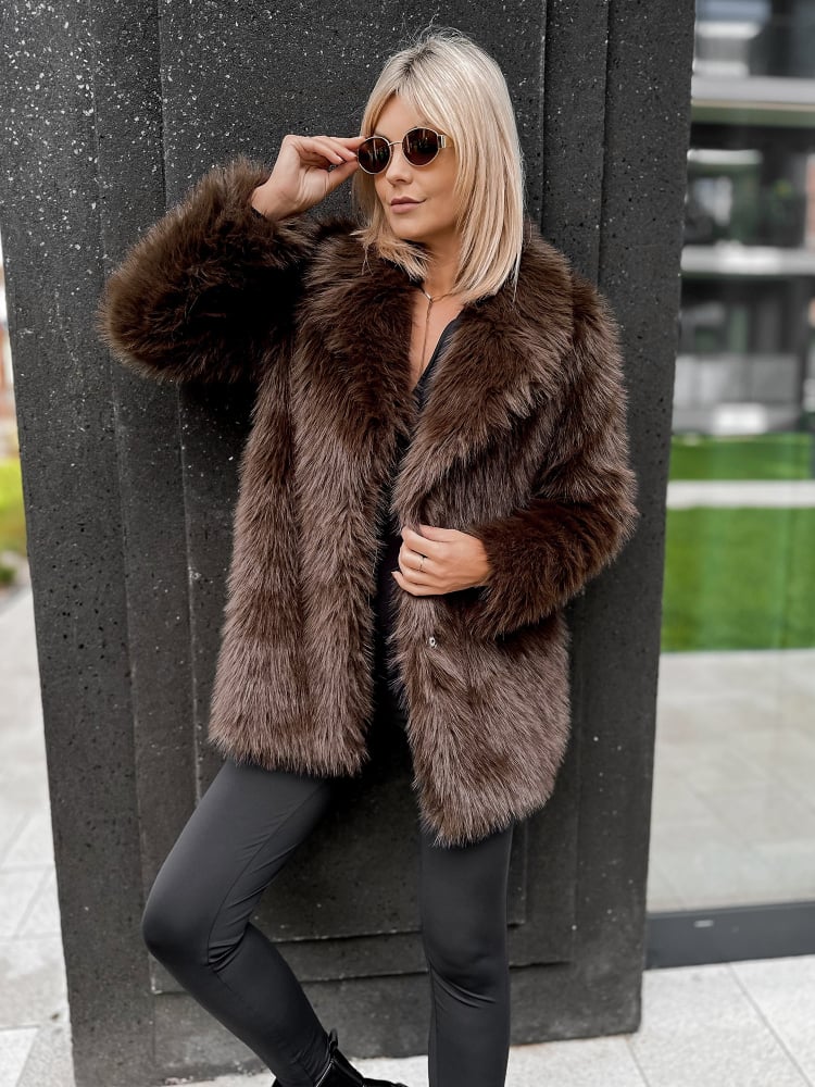 PŁASZCZ FUTERKO ERMINE BRĄZOWY