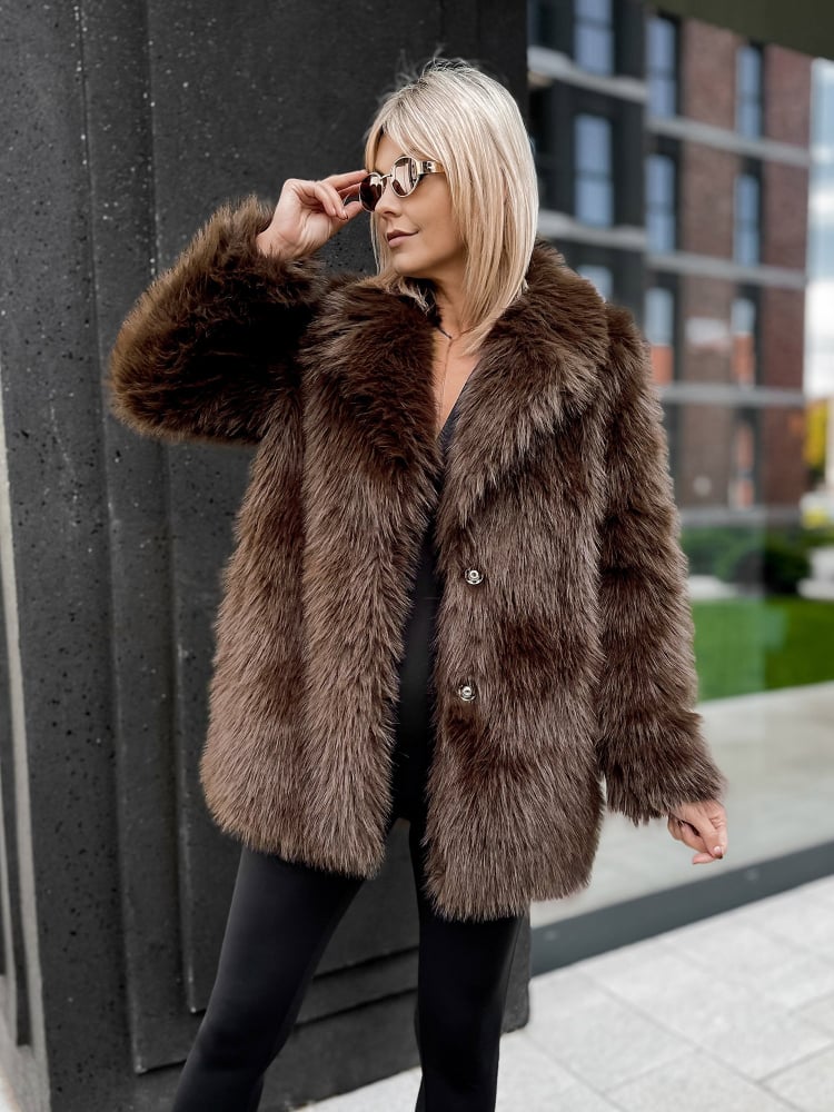 PŁASZCZ FUTERKO ERMINE BRĄZOWY