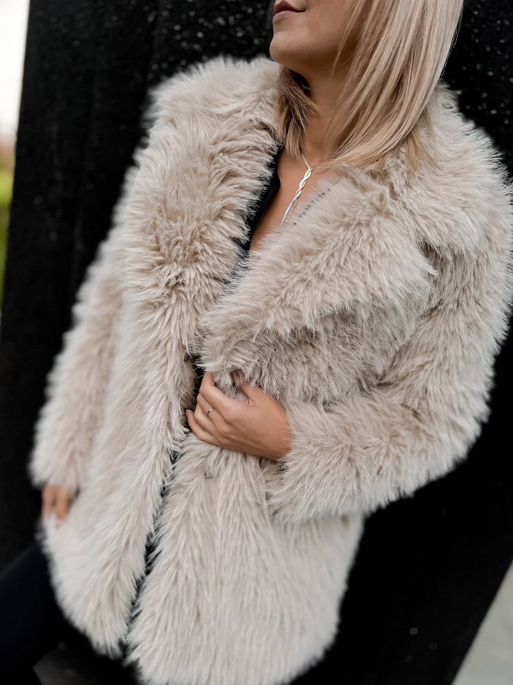 PŁASZCZ FUTERKO ERMINE BEŻOWY