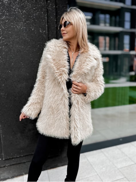 PŁASZCZ FUTERKO ERMINE BEŻOWY