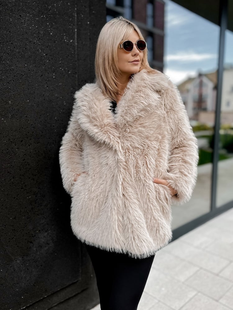 PŁASZCZ FUTERKO ERMINE BEŻOWY