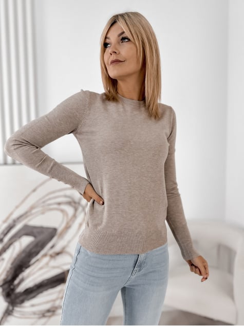 SWETER JUNRU CIEMNOBEŻOWY