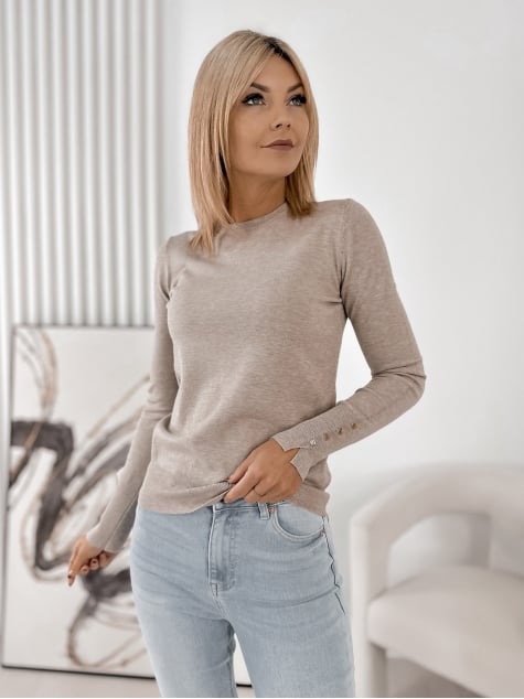 SWETER JUNRU CIEMNOBEŻOWY