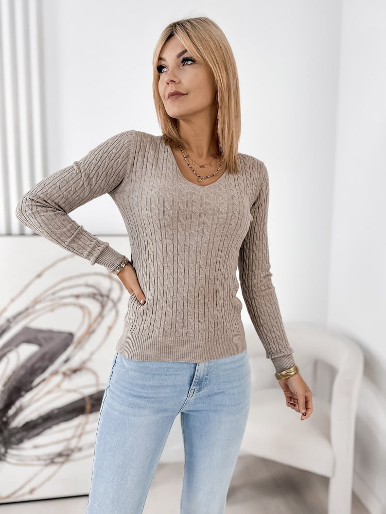 SWETER CIMERIA CIEMNOBEŻOWY