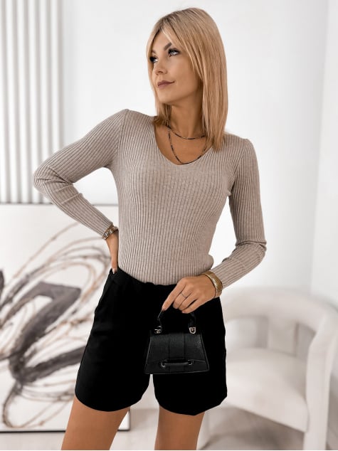 SWETER PERLA CIEMNOBEŻOWY