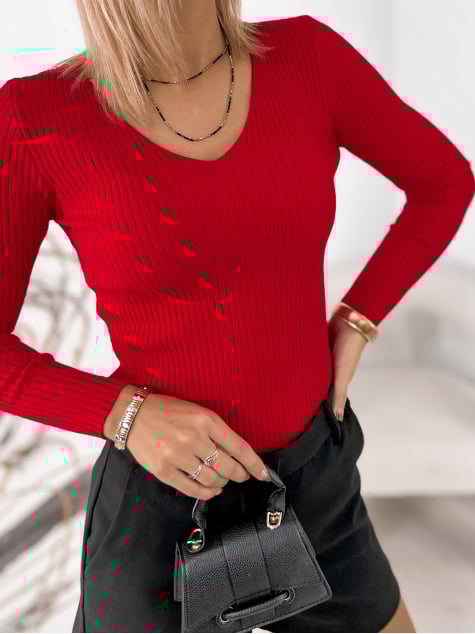 SWETER PERLA CZERWONY