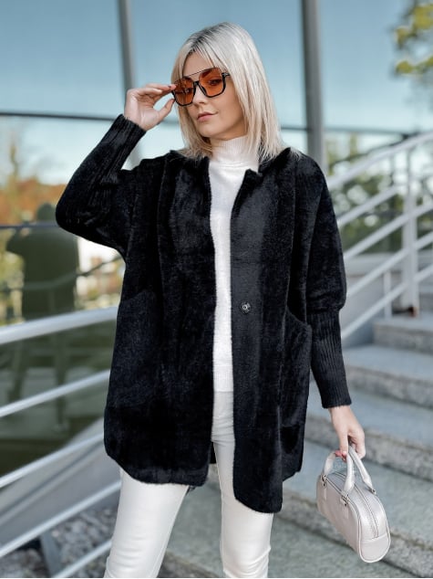 PŁASZCZ ALPAKA OREO CZARNY