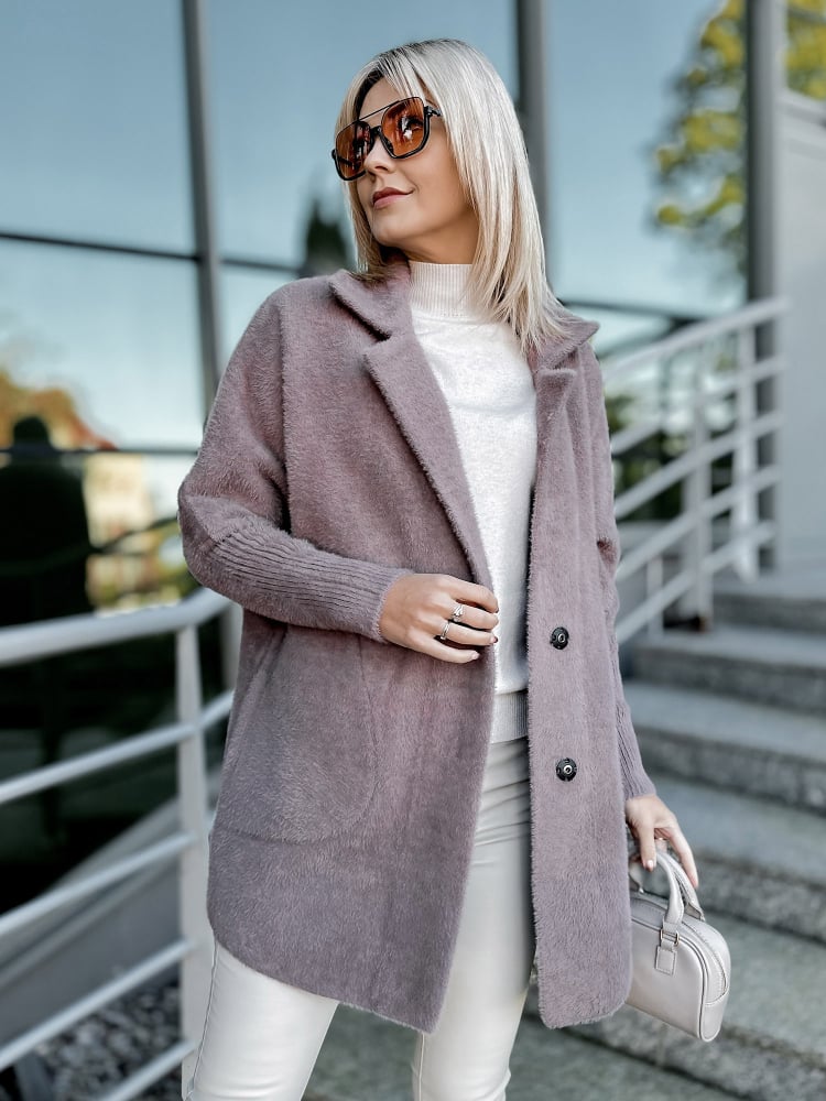 PŁASZCZ ALPAKA OREO CIEMNY FIOLET