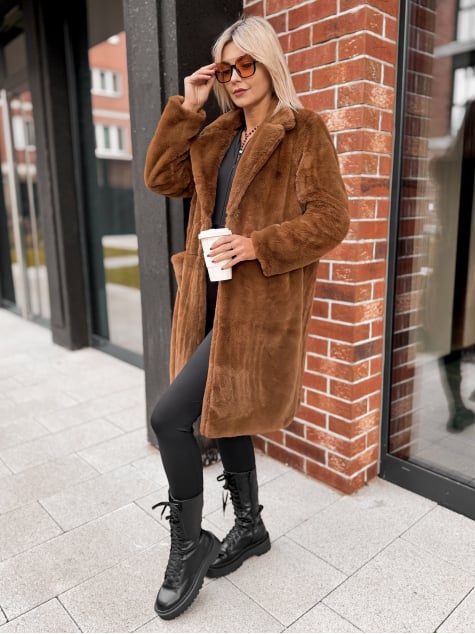 PŁASZCZ FUTERKO CORBET KARMELOWY