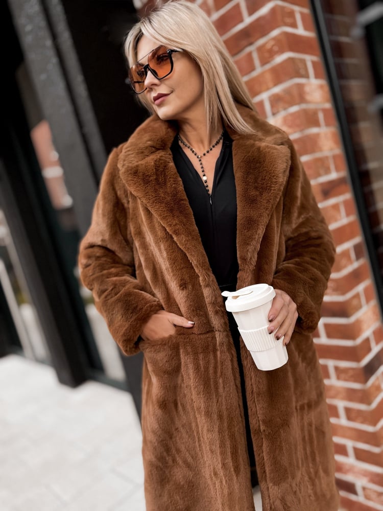 PŁASZCZ FUTERKO CORBET KARMELOWY