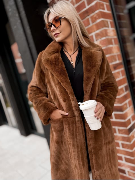 PŁASZCZ FUTERKO CORBET KARMELOWY