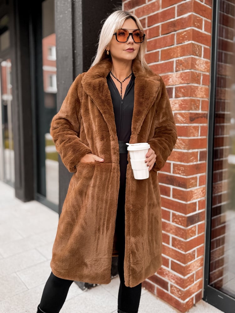 PŁASZCZ FUTERKO CORBET KARMELOWY