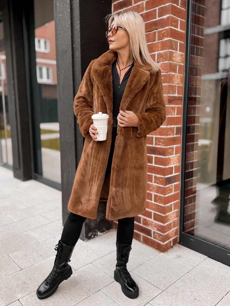 PŁASZCZ FUTERKO CORBET KARMELOWY