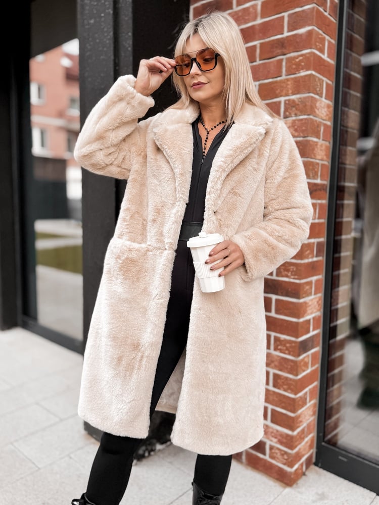 PŁASZCZ FUTERKO CORBET BEŻOWY