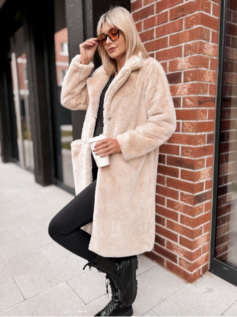 PŁASZCZ FUTERKO CORBET BEŻOWY