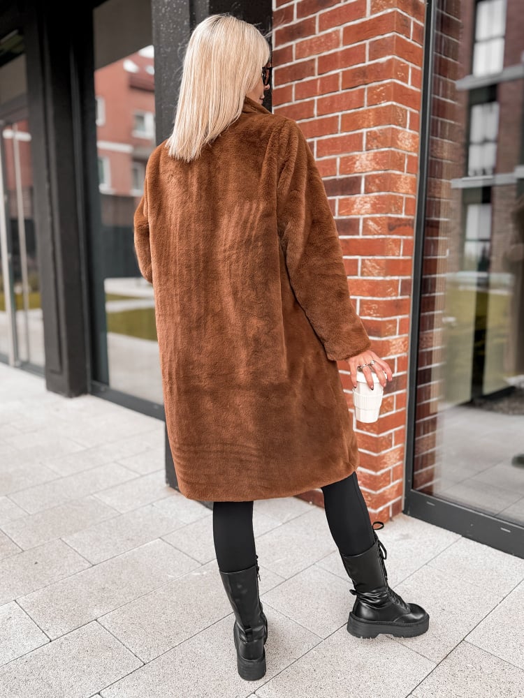 PŁASZCZ FUTERKO CORBET KARMELOWY