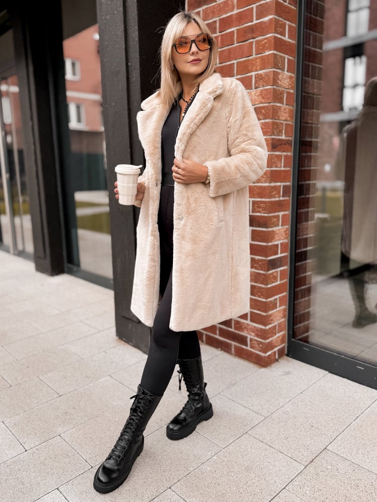 PŁASZCZ FUTERKO SABELLA JASNOBEŻOWY