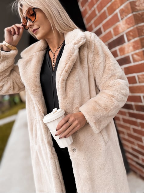 PŁASZCZ FUTERKO SABELLA JASNOBEŻOWY