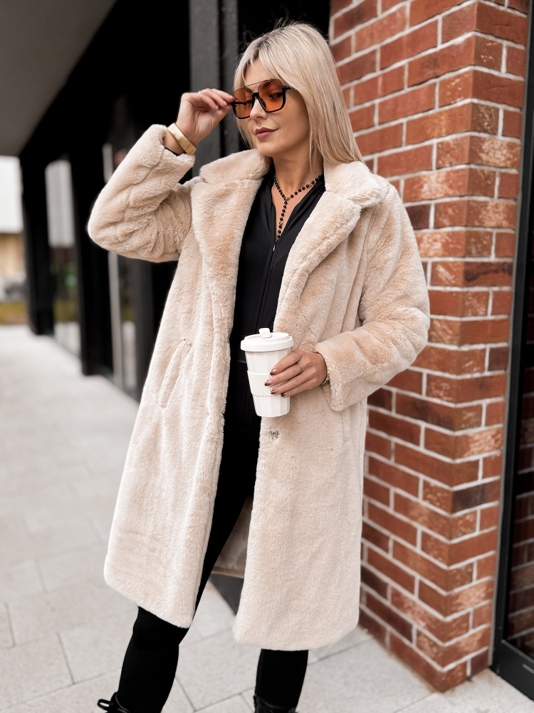 PŁASZCZ FUTERKO SABELLA JASNOBEŻOWY