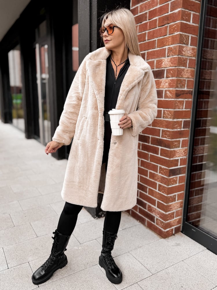 PŁASZCZ FUTERKO SABELLA JASNOBEŻOWY